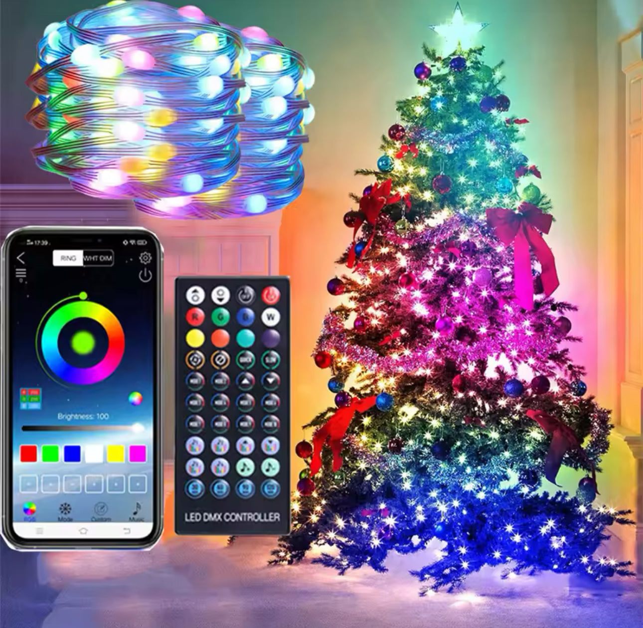 JulGlöd – Smart RGB Julbelysning med App och BT-Kontroll"